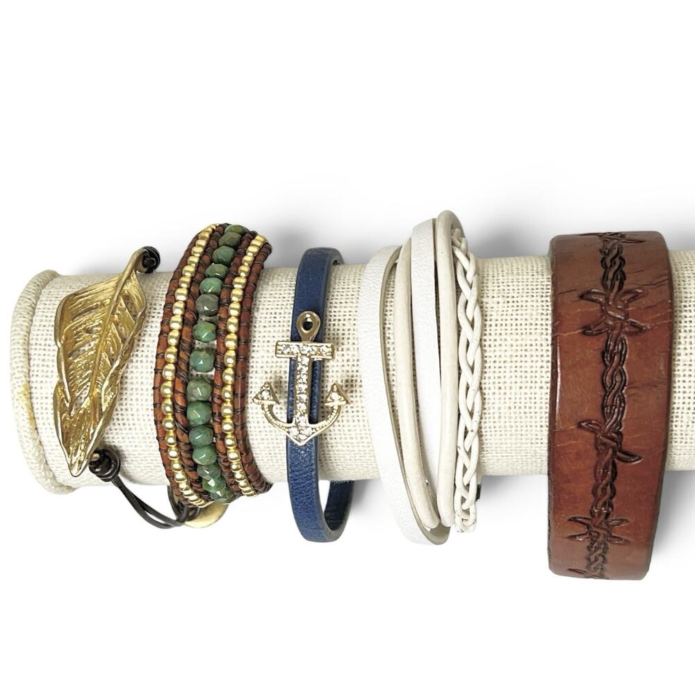 Lot 5 Boho Stackable Bracelets Fossil Chloe Isabel Dill 33 Western Faux Leather